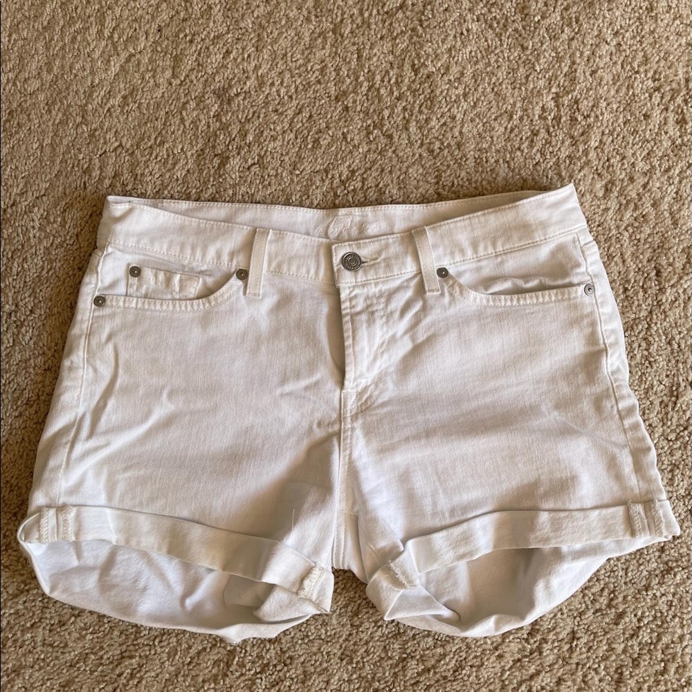 7 for All Mankind white denim shorts